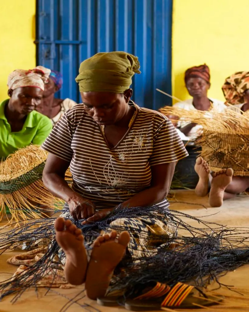 Women working with natural fibres at the African Fashion Foundation’s Artisan Hub